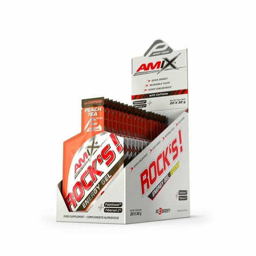 Amix Rock's Energy Gel - s kofeinem - 20x32g - Peach Tea